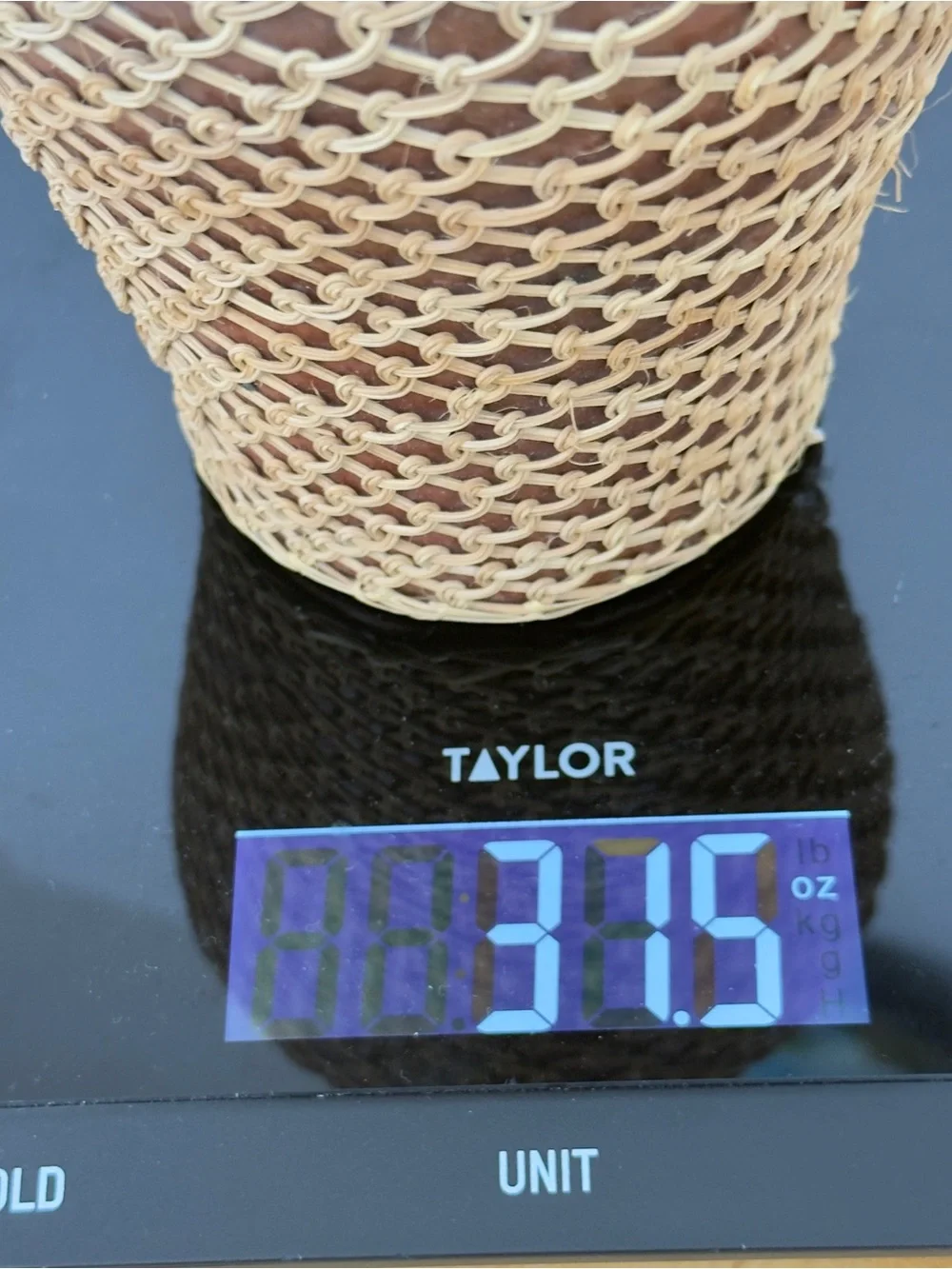 Vintage Woven Wicker Overlay/ Rattan Netted Red Clay Pottery Vase